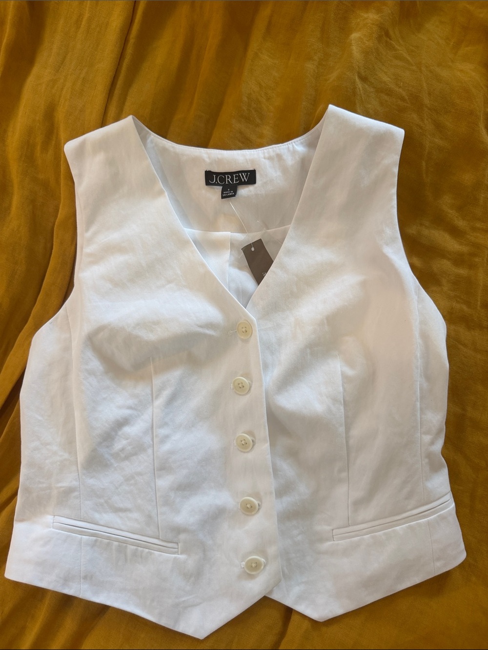 J. Crew White Women’s Button-Front Sleeveless Vest